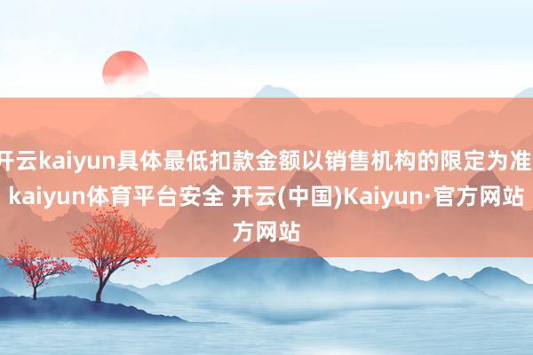 开云kaiyun具体最低扣款金额以销售机构的限定为准-kaiyun体育平台安全 开云(中国)Kaiyun·官方网站